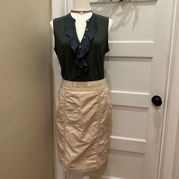 White House Black Market Midi Aline Pencil Skirt Tan Beige - Picture 3 of 5